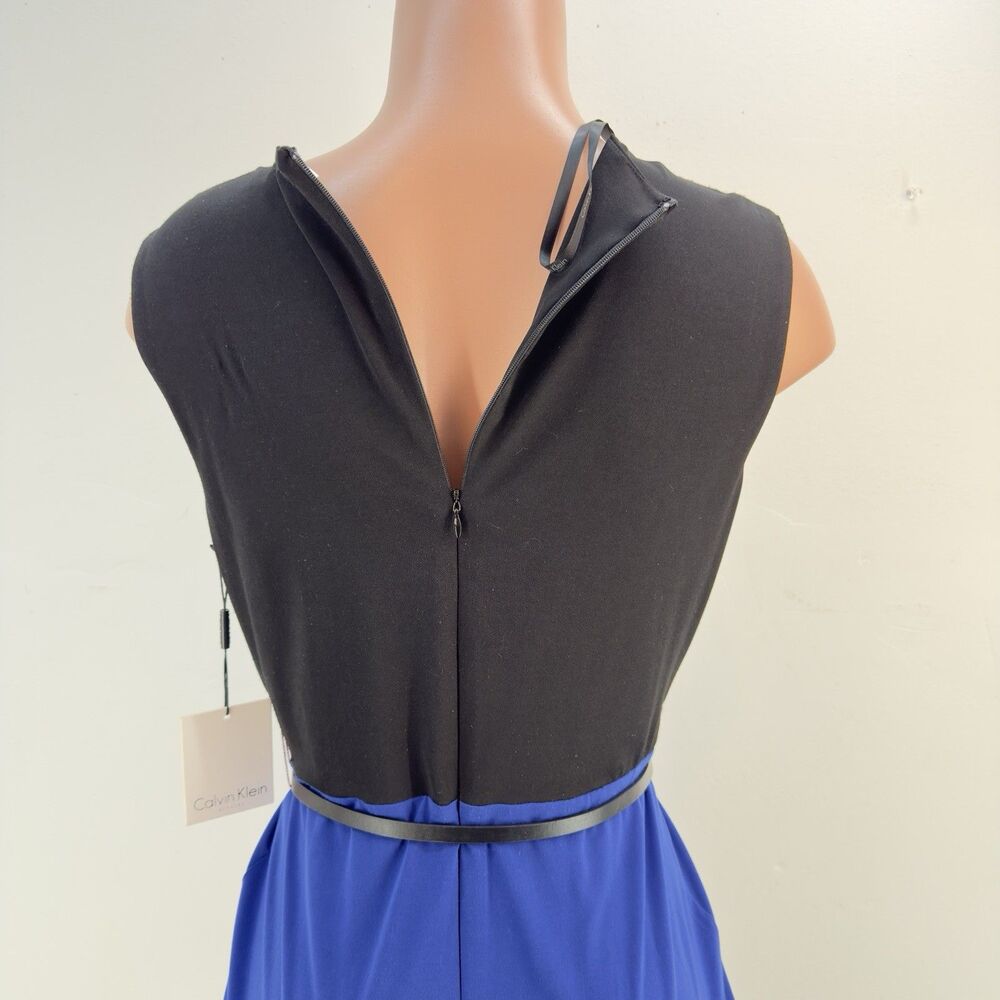 NEW CALVIN KLEIN Size 6 Sheath Dress Purple Black Blue Color Block Sleeveless - Picture 14 of 14